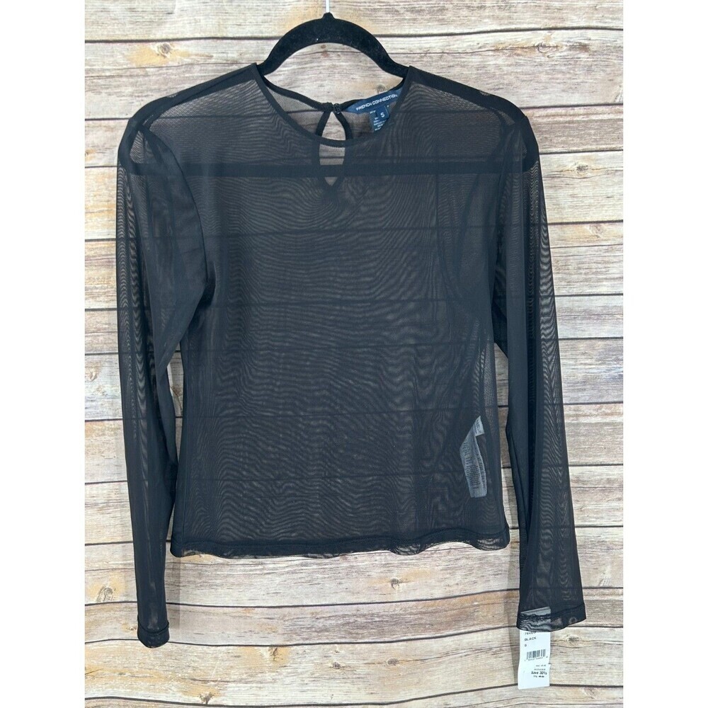 Women's French Connection Toni Mesh Top Black Size S